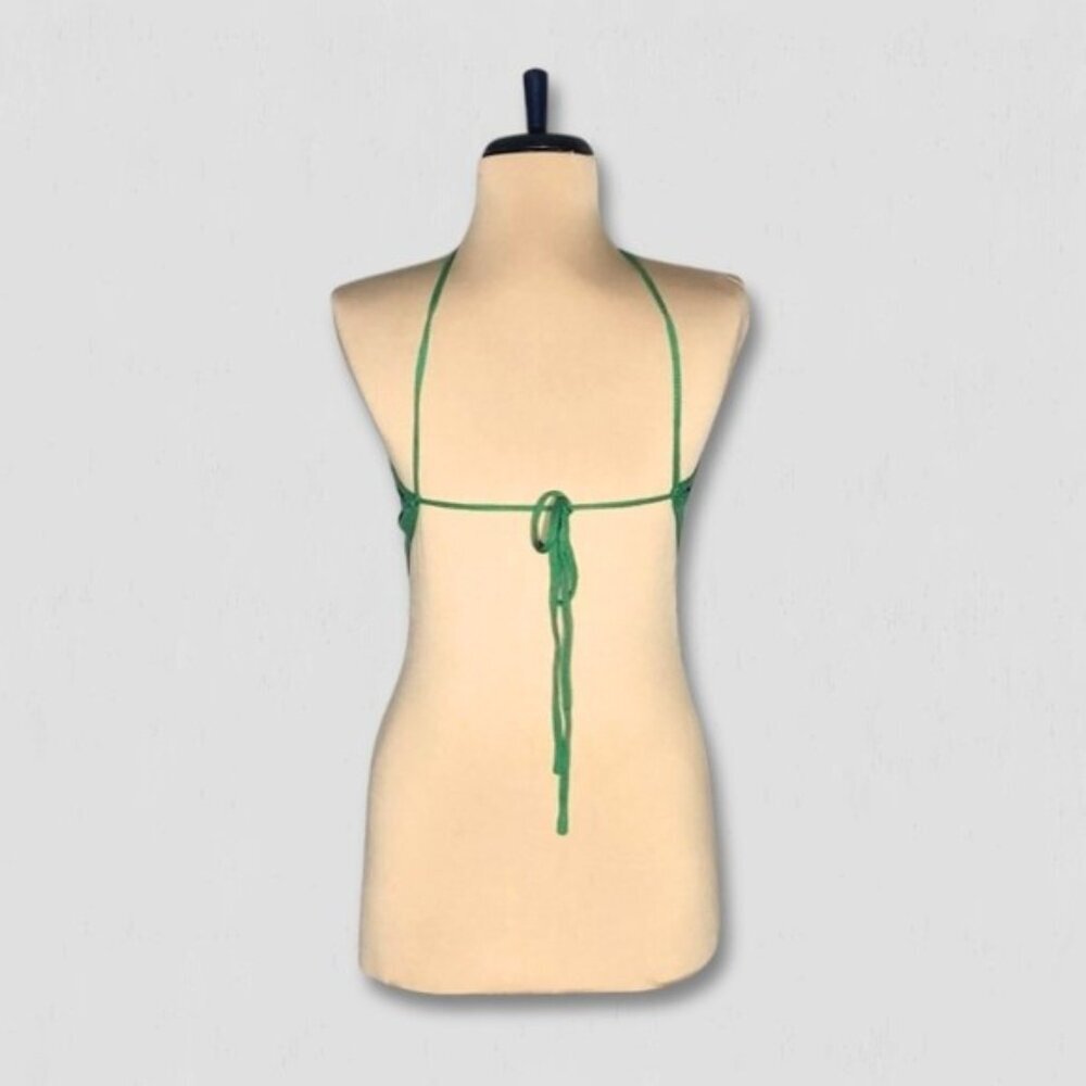 Forever 21 Chevron Knit Halter Top Crochet Striped Green Black M - Picture 4 of 10